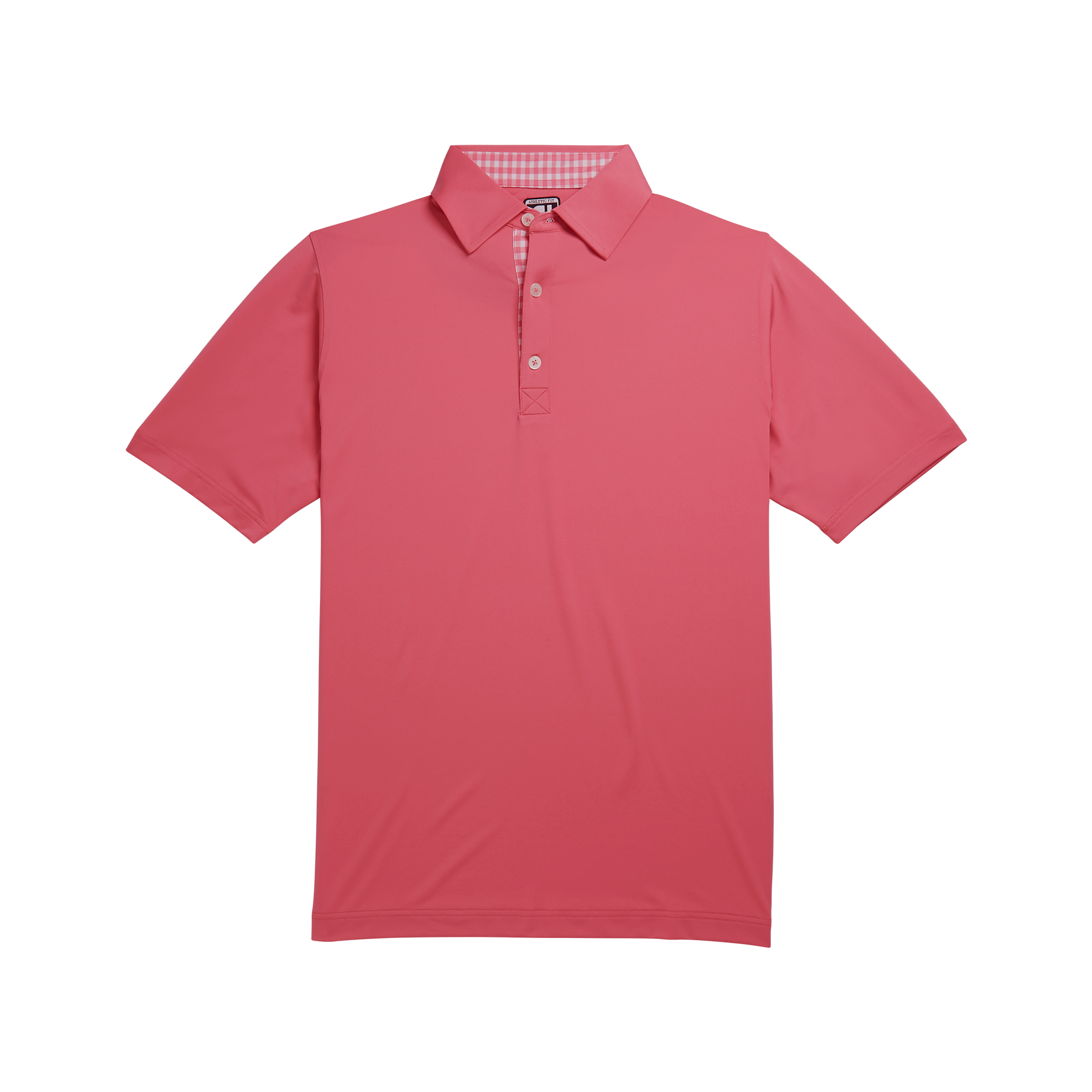 Athletic Fit Lisle Solid Gingham Trim Self Collar