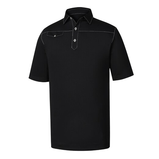 Athletic Fit Solid Lisle Contrast Stitch Self Collar-Previous Season Style