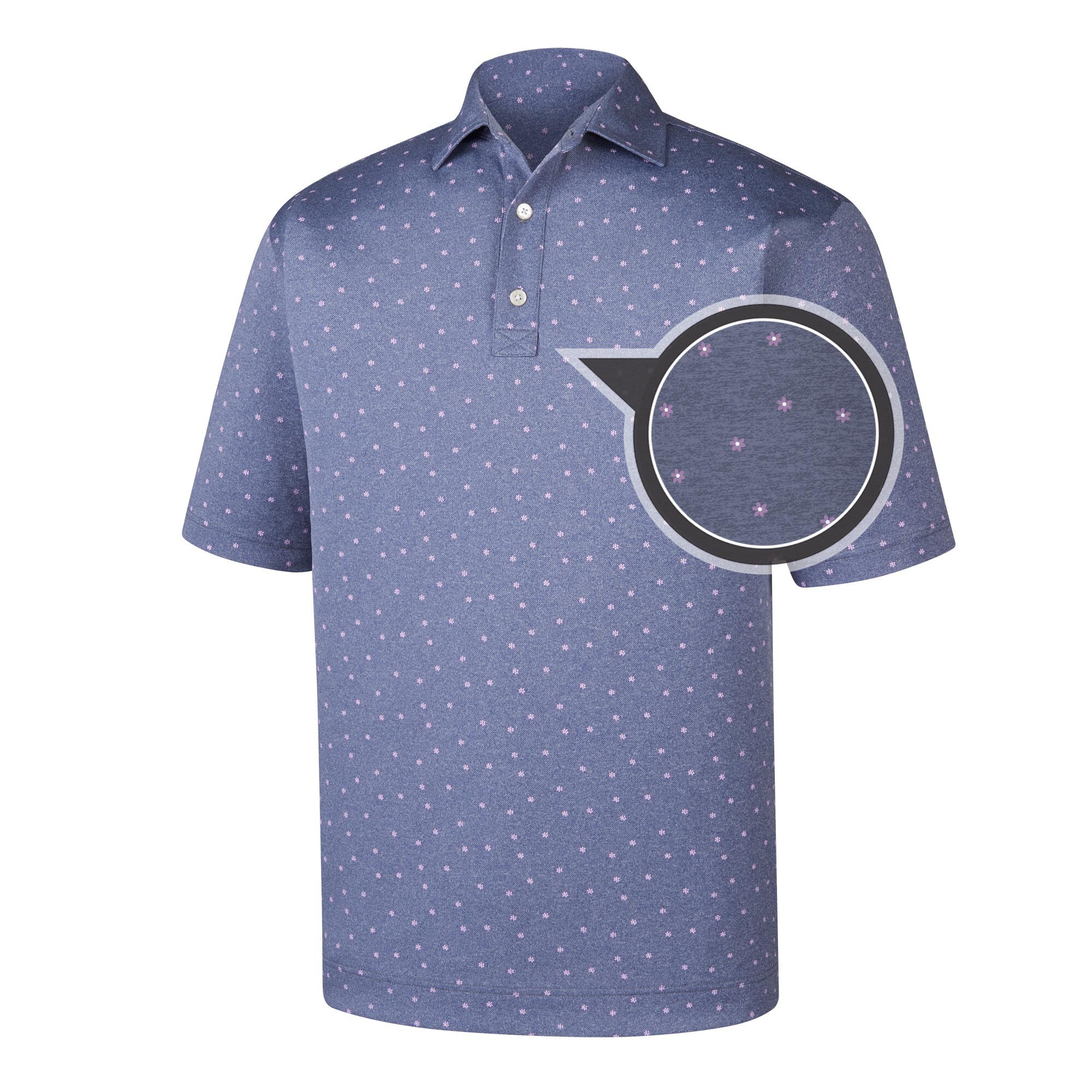 Stretch Pique Flower Print Self Collar