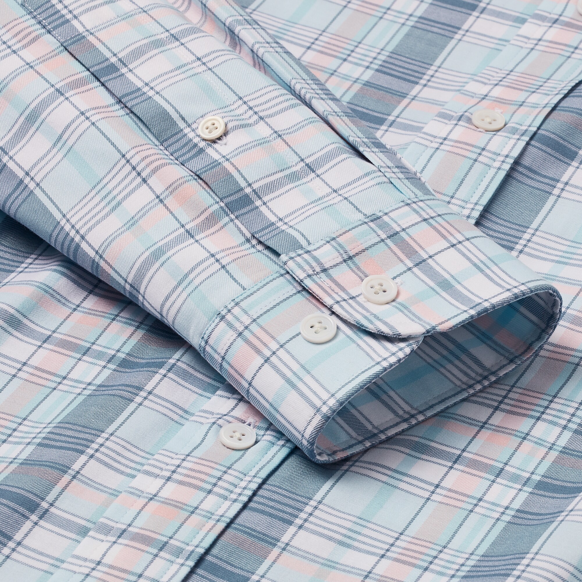 Stretch Cotton Woven Multi Plaid Shirt