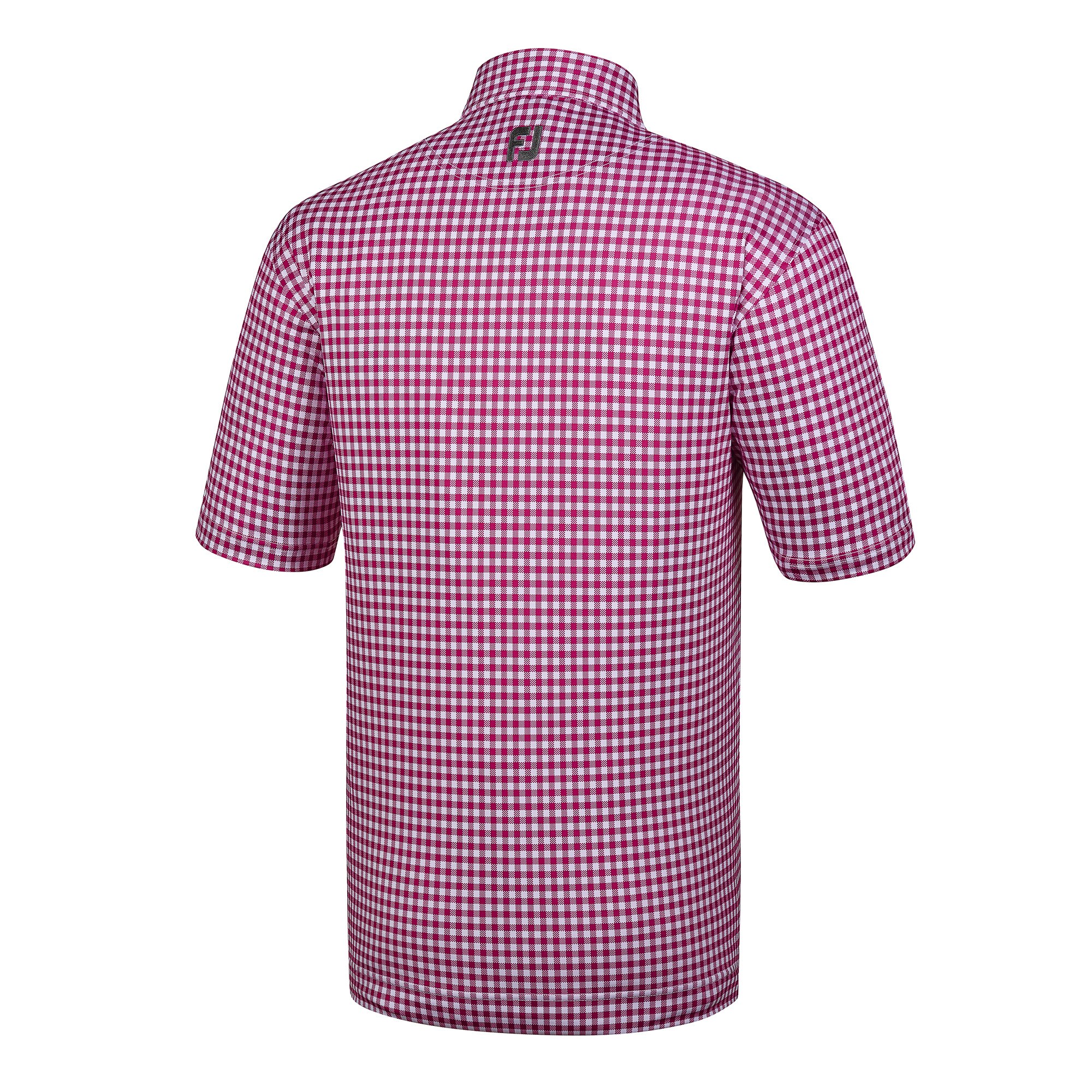 Stretch Lisle Gingham Print Self Collar