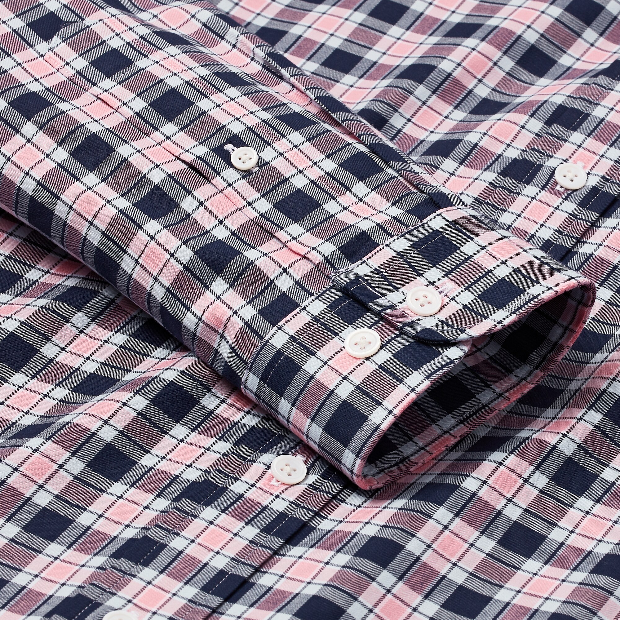 Stretch Cotton Woven Plaid Shirt
