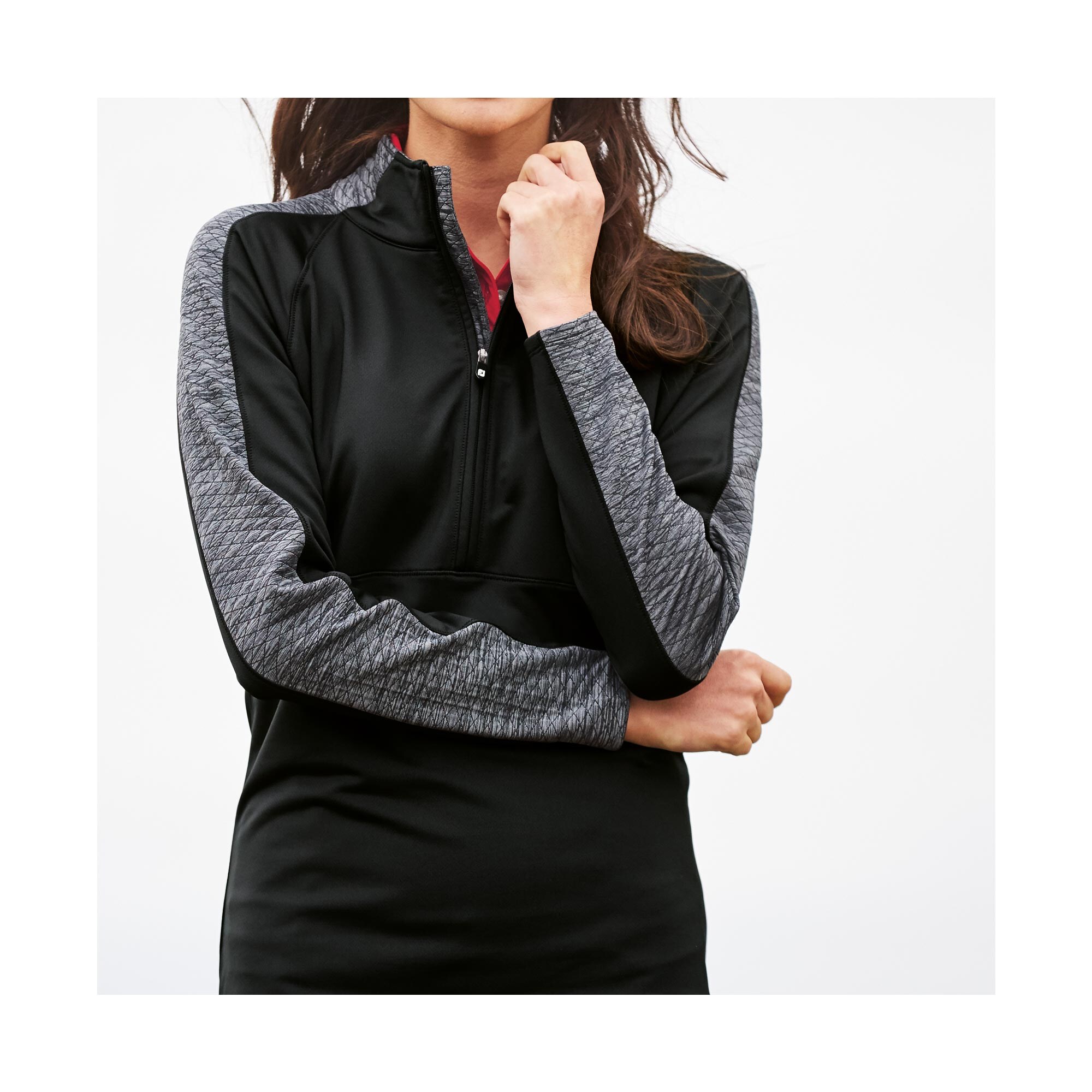Half-Zip Quilted Accents Mid Layer Women