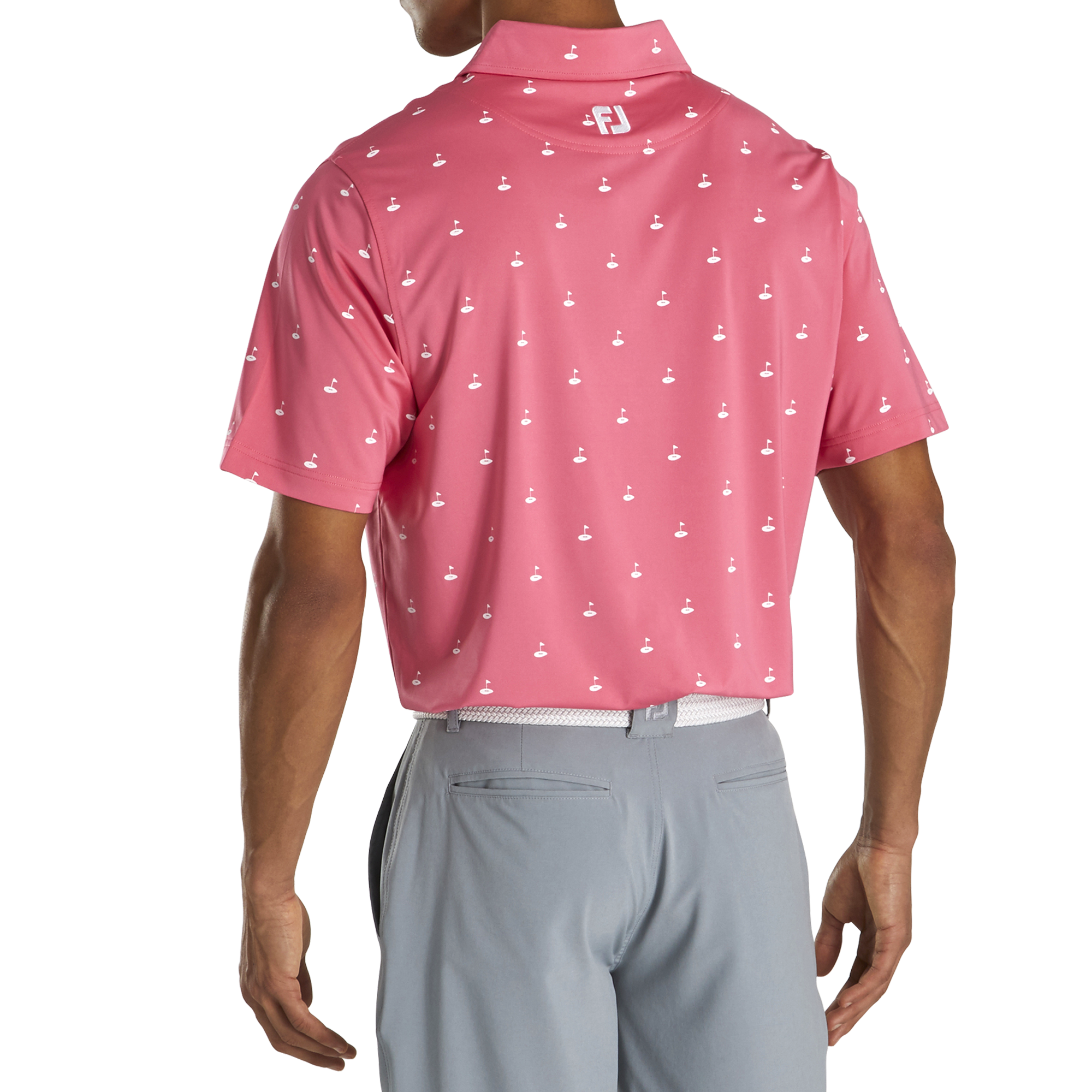 Athletic Fit Lisle Golf Print Self Collar