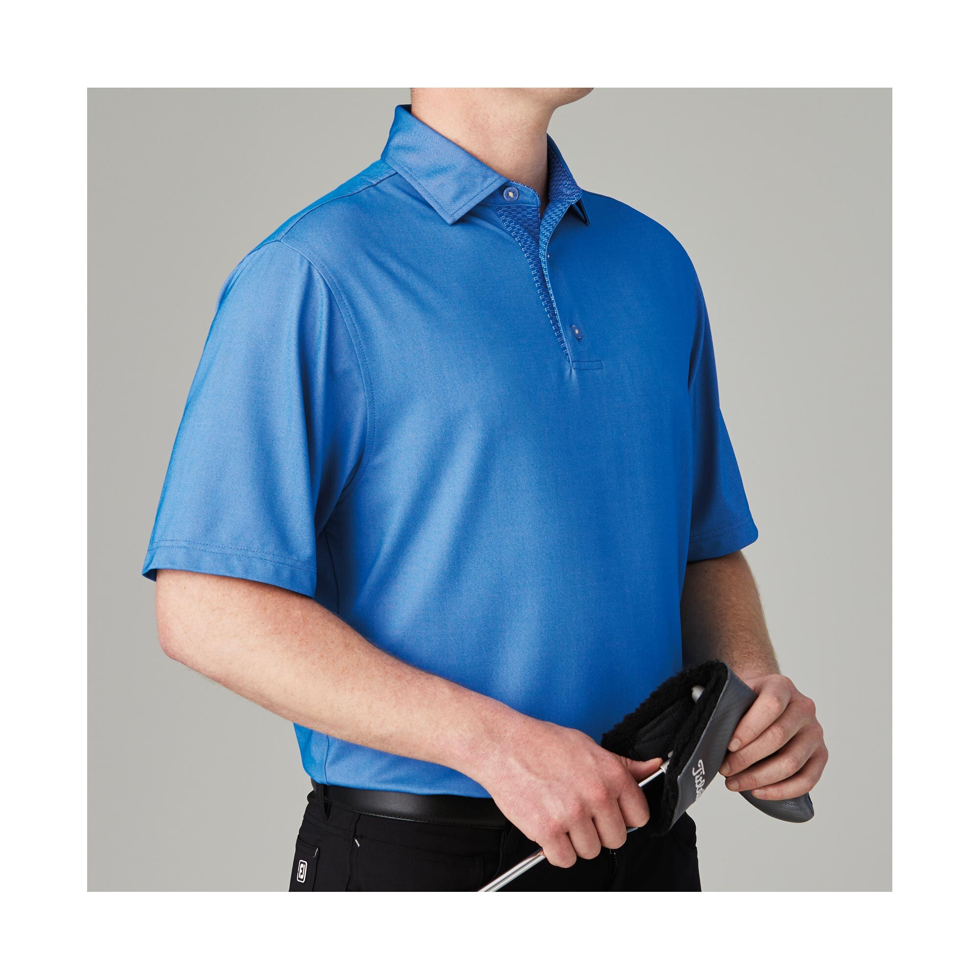Birdseye Jacquard + Dot Geo Trim Self Collar