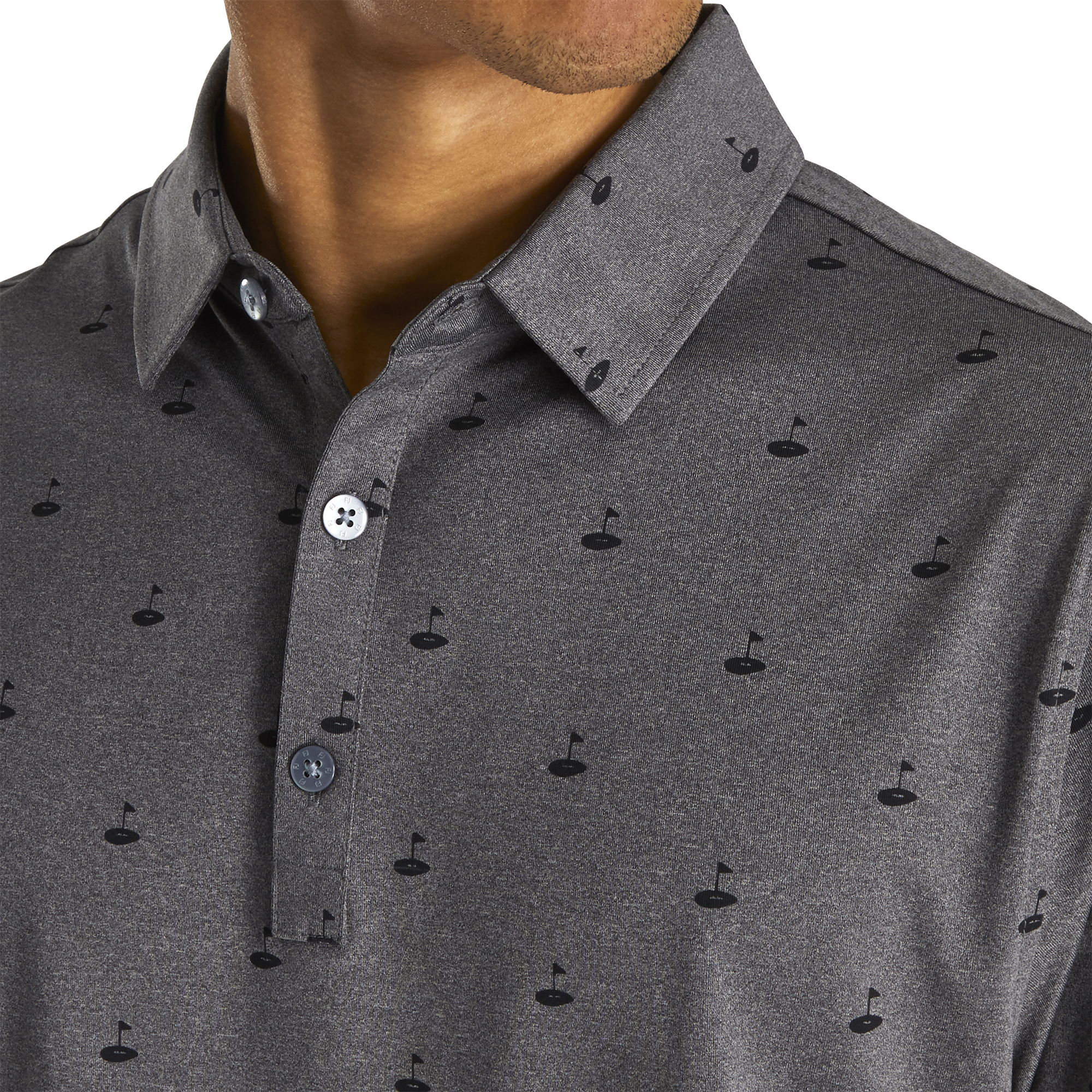 Athletic Fit Lisle Golf Print Self Collar