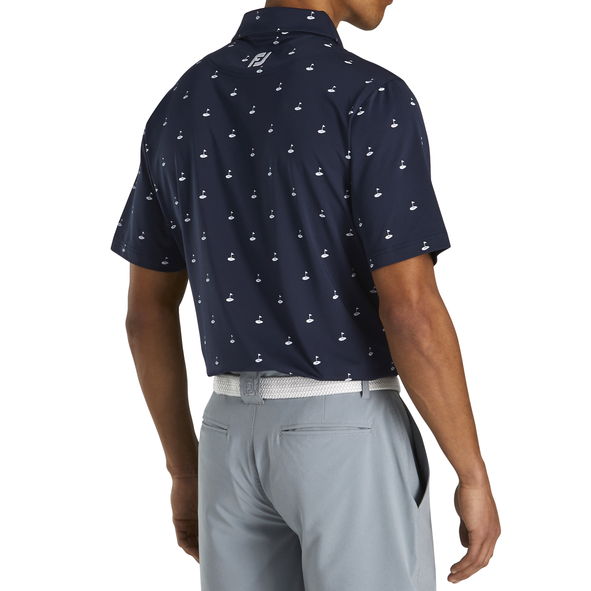 Athletic Fit Lisle Golf Print Self Collar