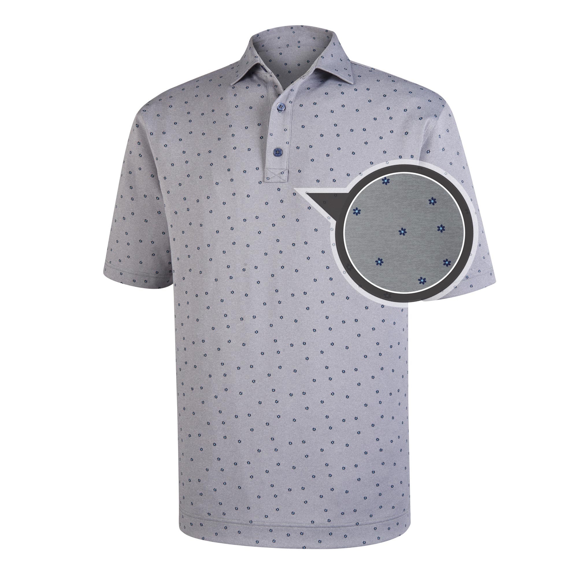 Stretch Pique Flower Print Self Collar