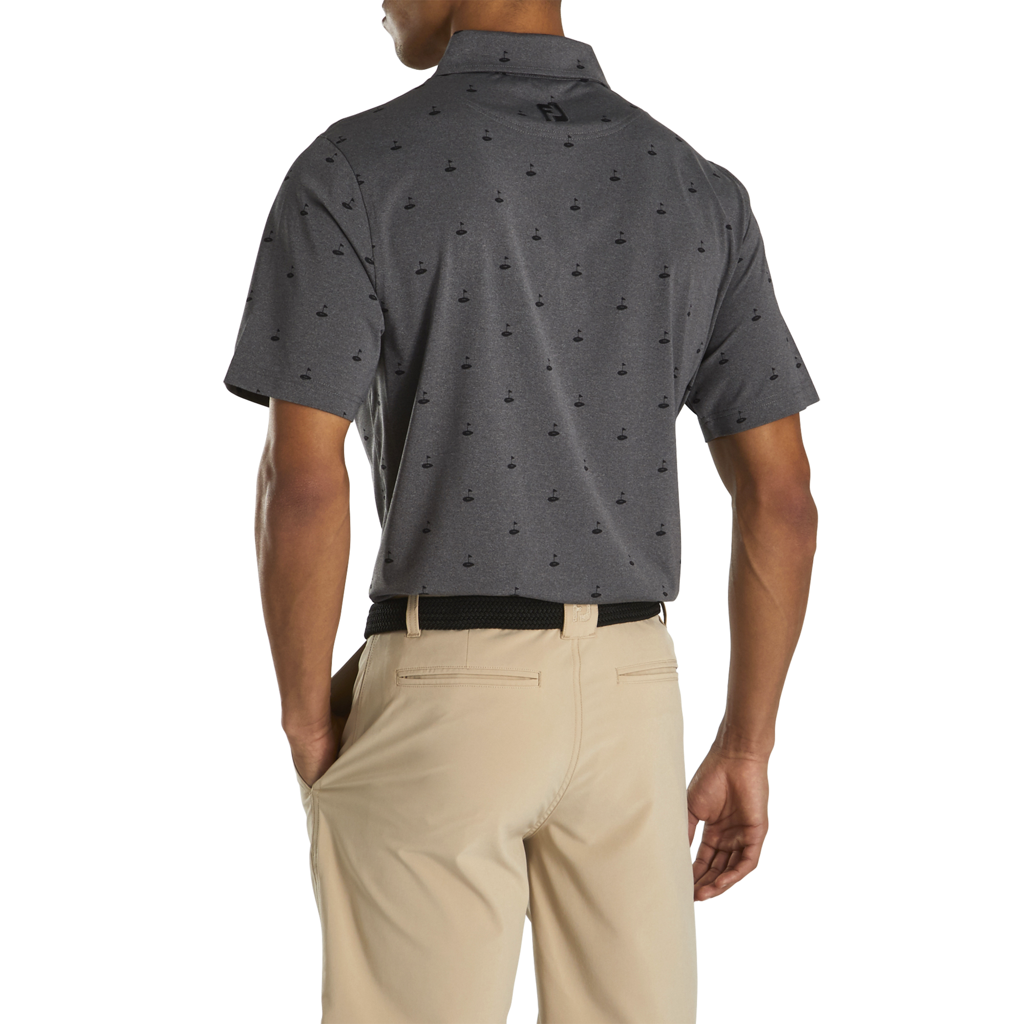 Athletic Fit Lisle Golf Print Self Collar