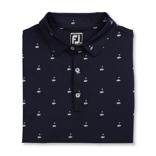 Athletic Fit Lisle Golf Print Self Collar