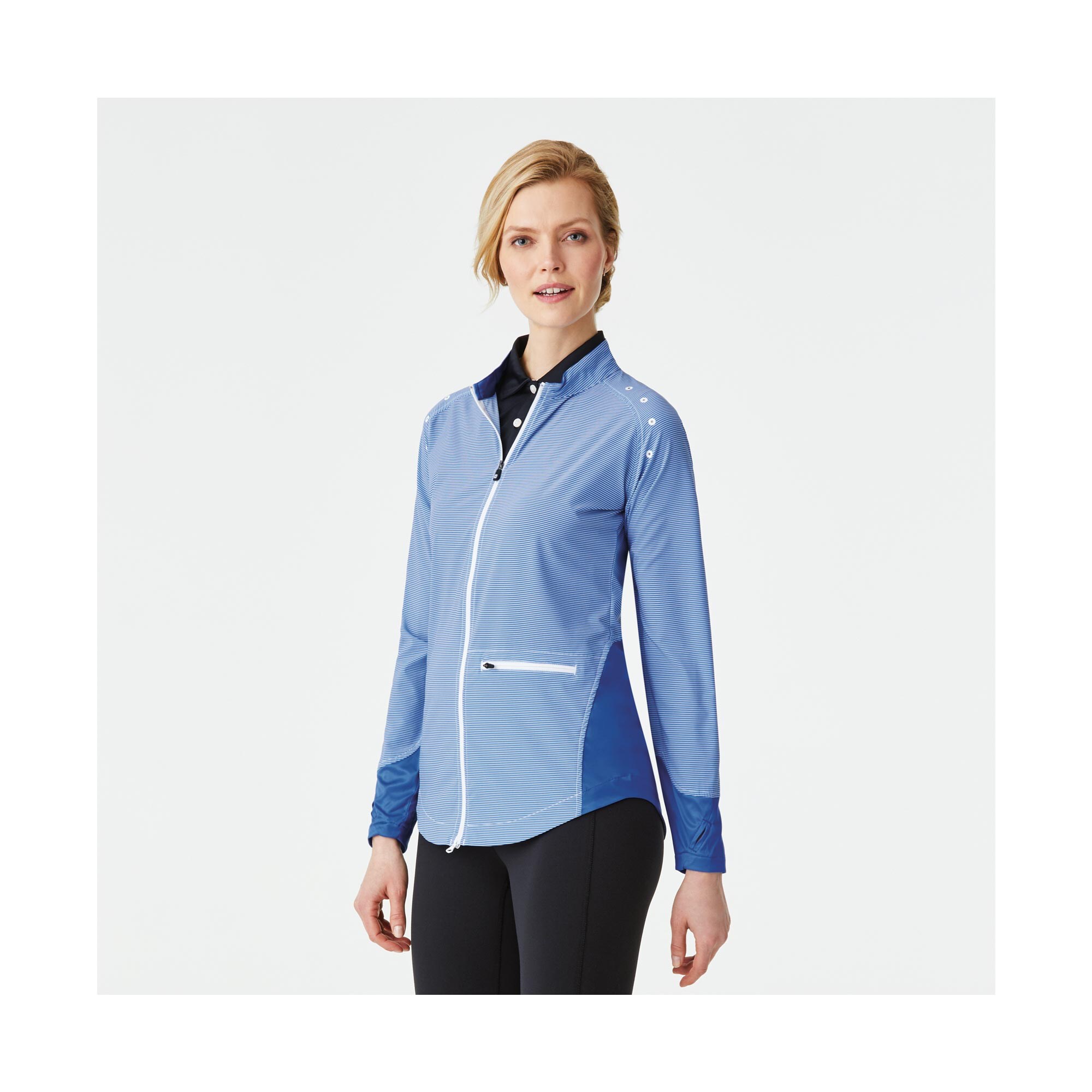Full-Zip Woven + Knit Panels Women