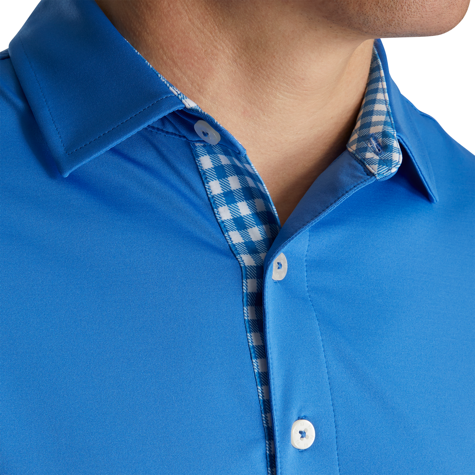 Athletic Fit Lisle Solid Gingham Trim Self Collar
