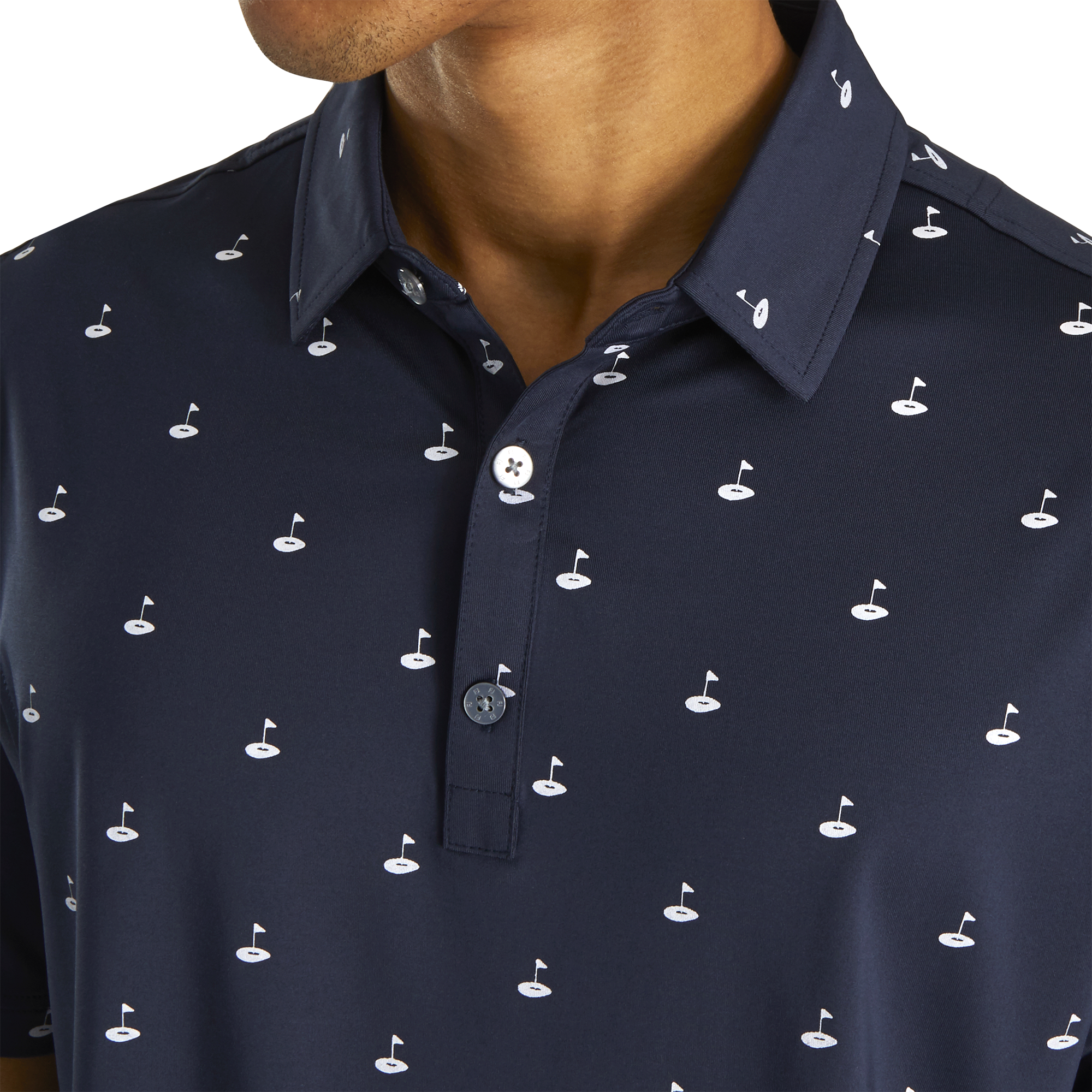 Athletic Fit Lisle Golf Print Self Collar