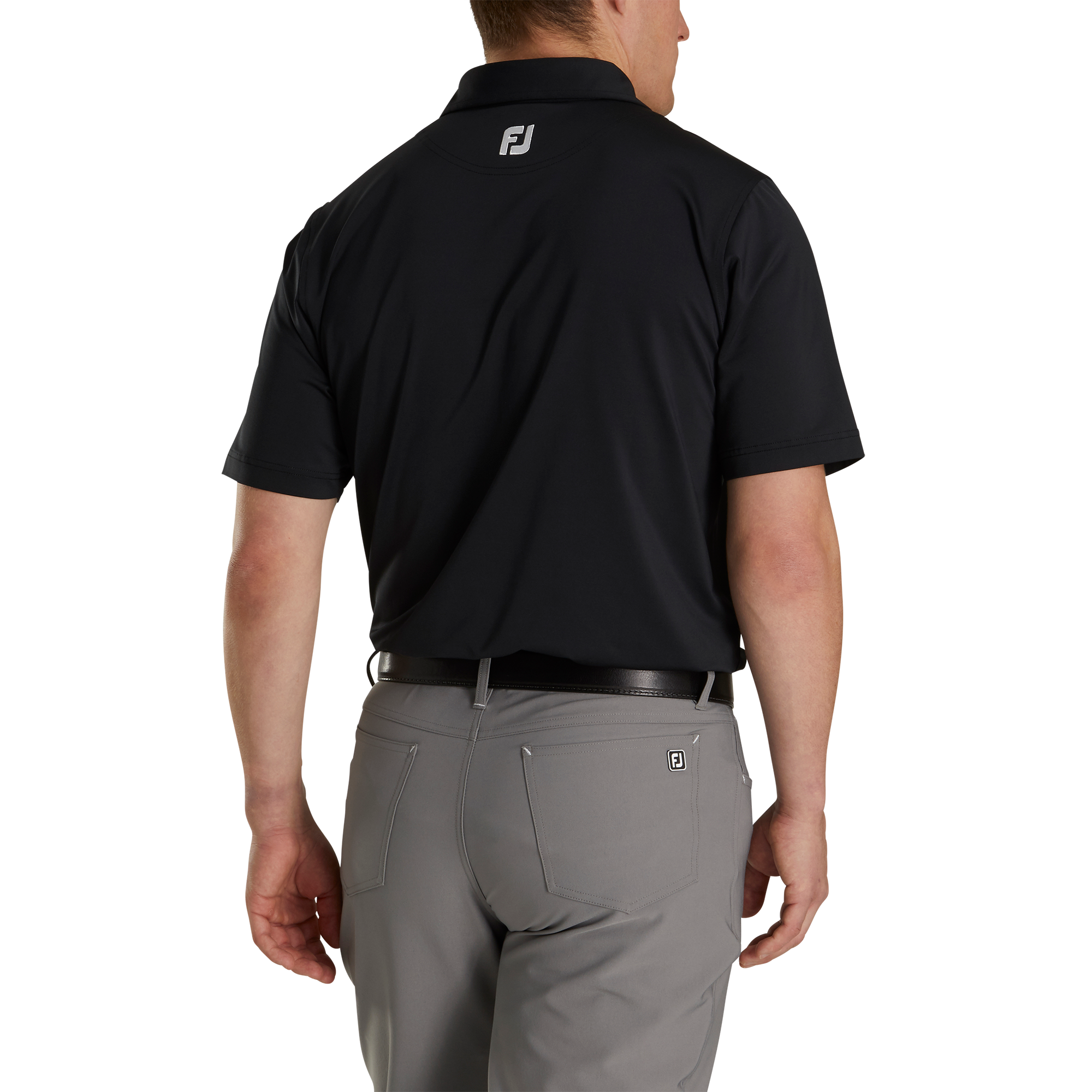 Athletic Fit Lisle Solid Gingham Trim Self Collar