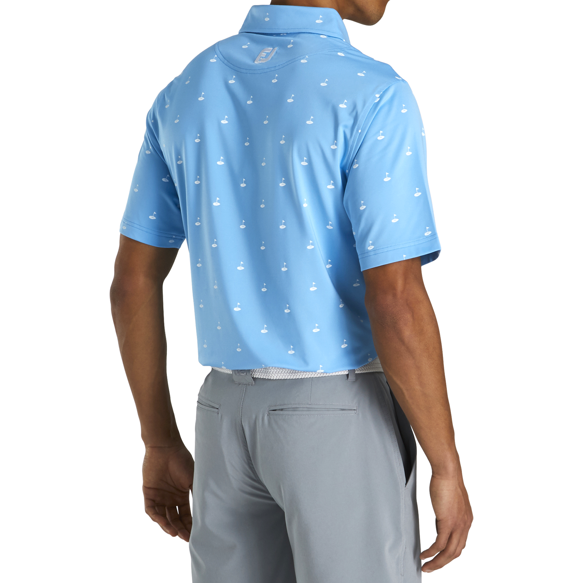 Athletic Fit Lisle Golf Print Self Collar