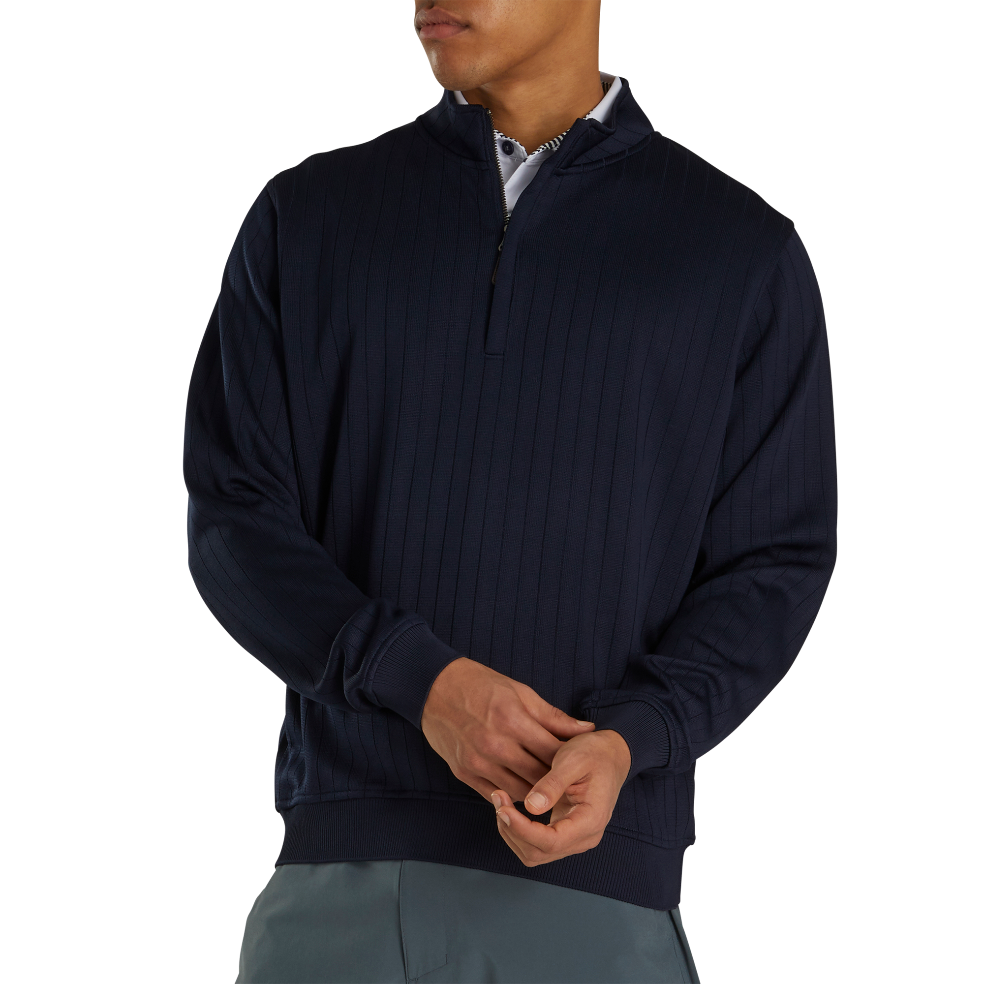 Drop Needle Half-Zip Gathered Waist