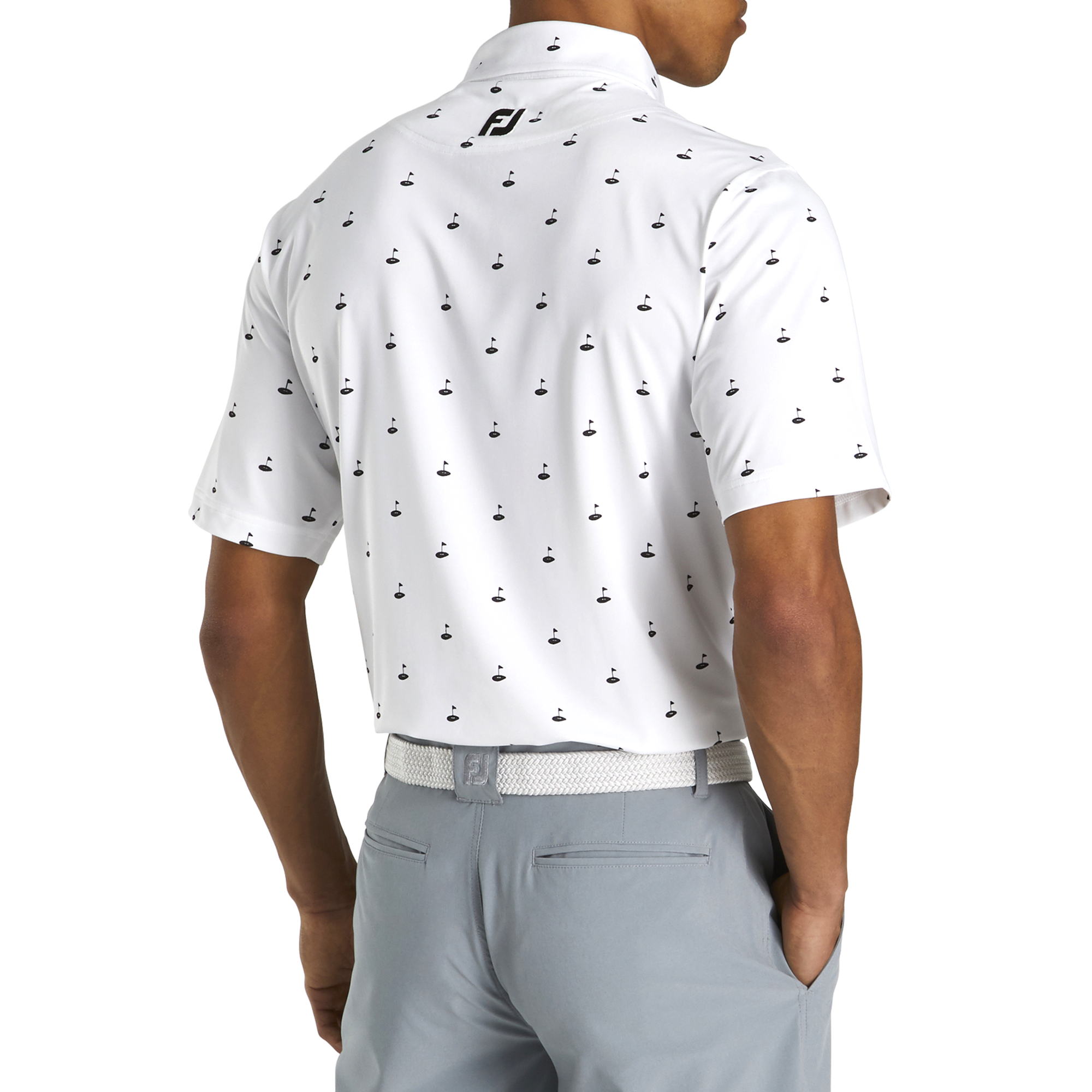 Athletic Fit Lisle Golf Print Self Collar