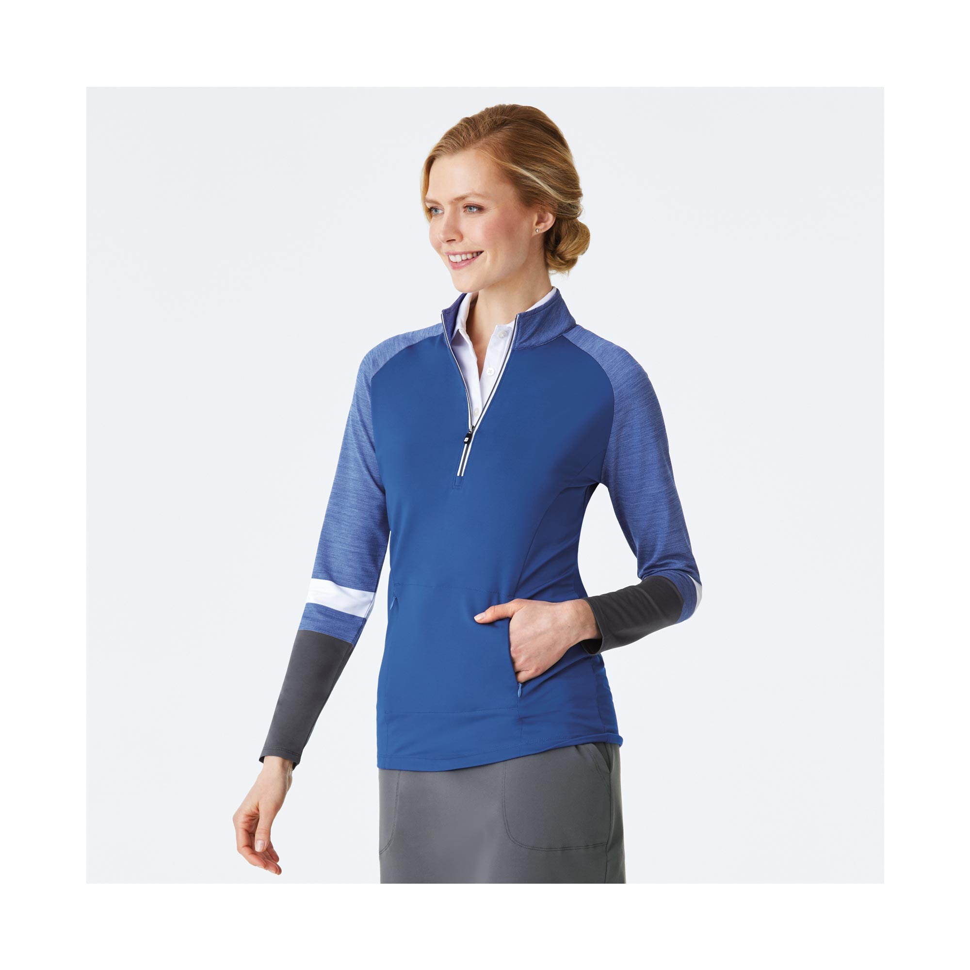 Half-Zip Stripe Engineered Sleeves  Women