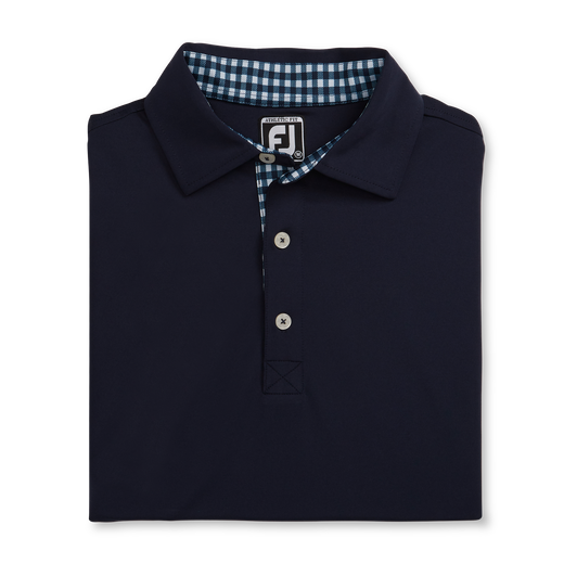 Athletic Fit Lisle Solid Gingham Trim Self Collar