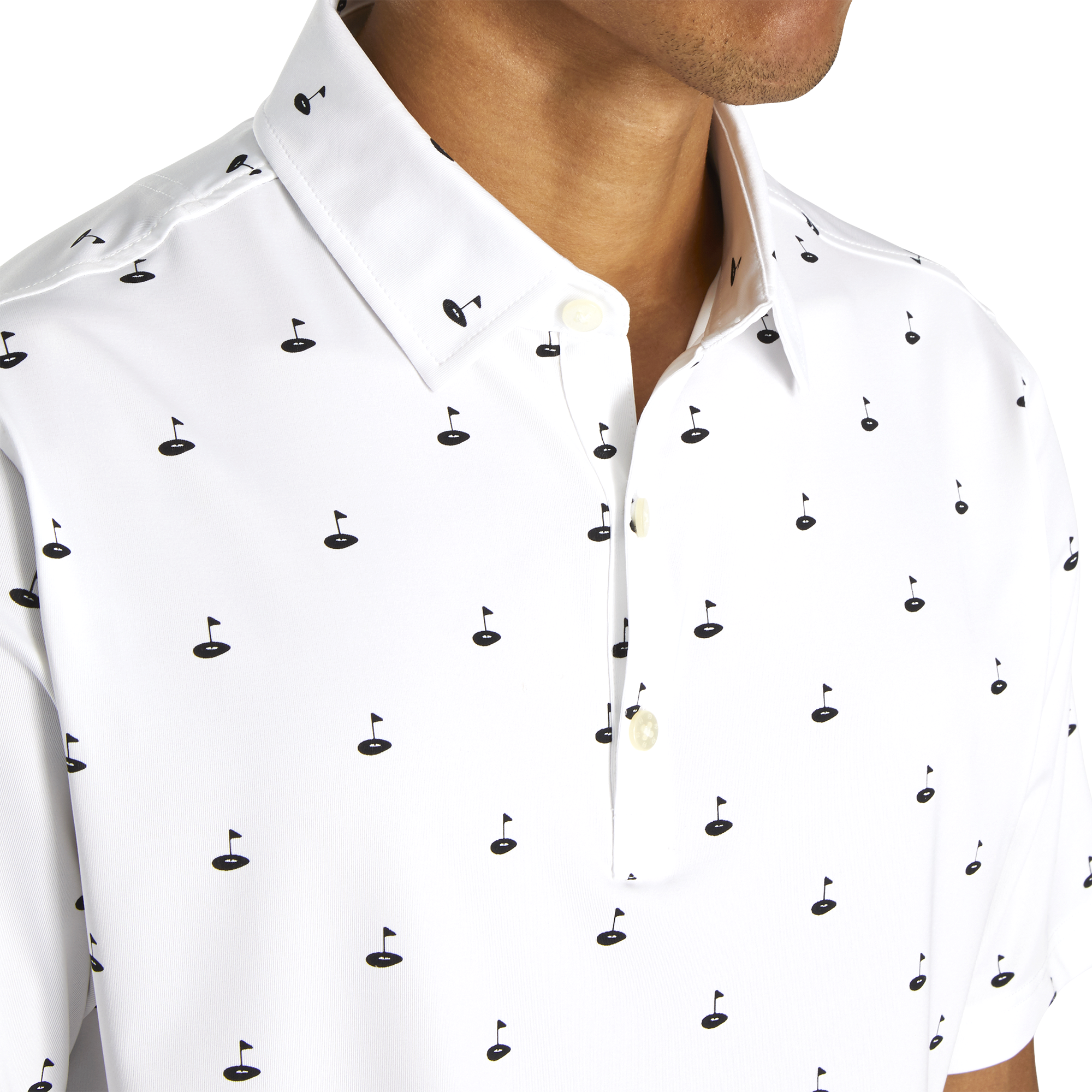 Athletic Fit Lisle Golf Print Self Collar