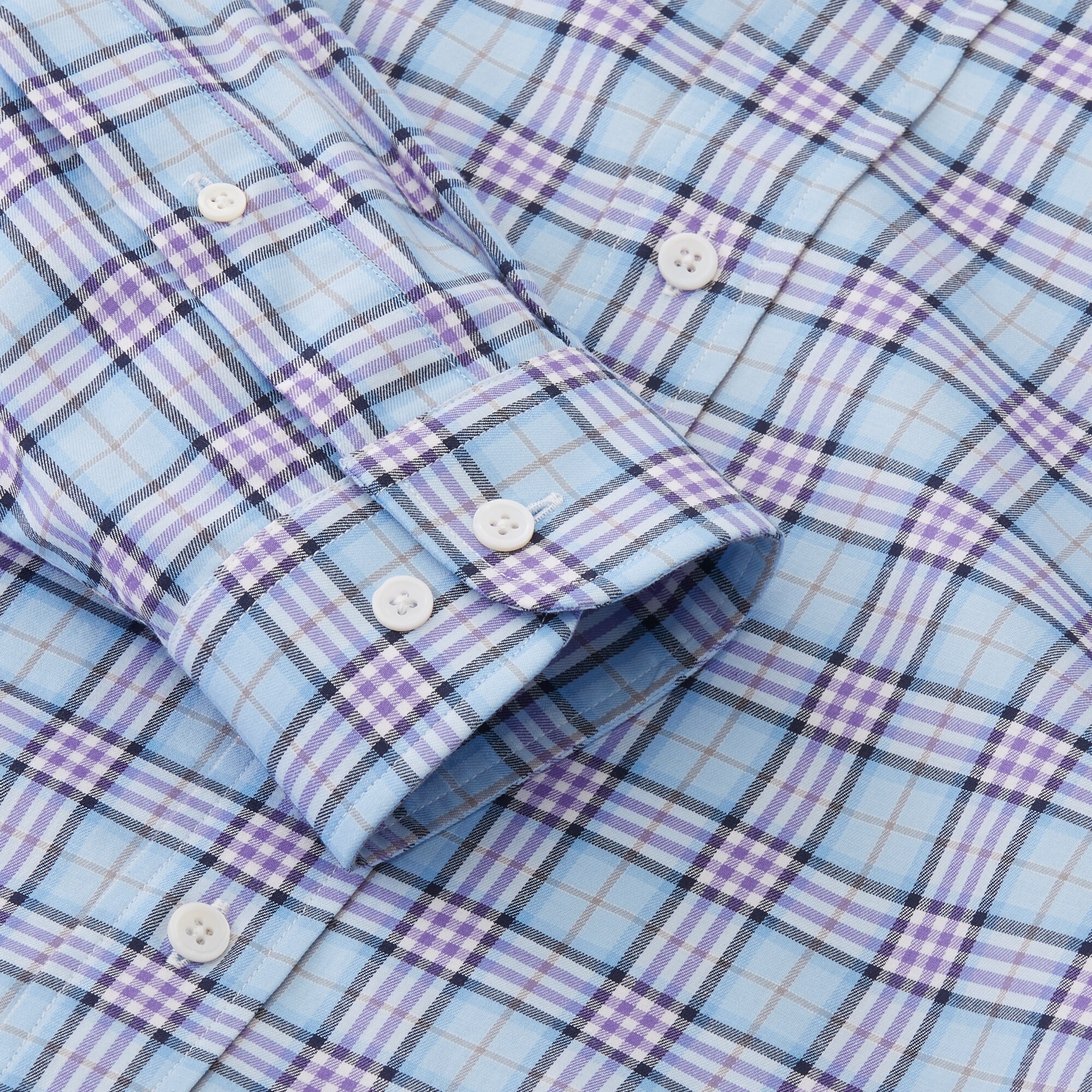 Stretch Twill Woven Open Plaid Shirt