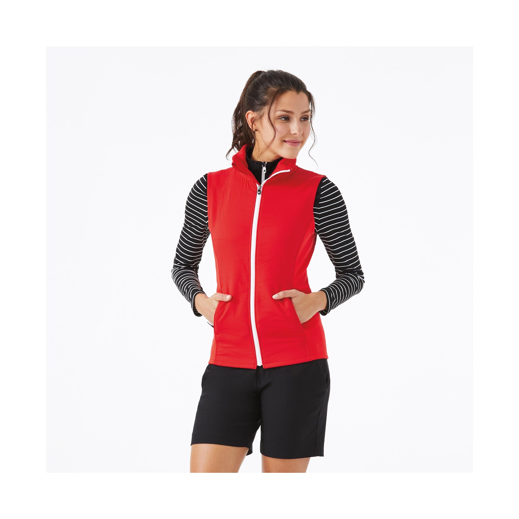 Half-Zip Stripe + Solid Yoke Women