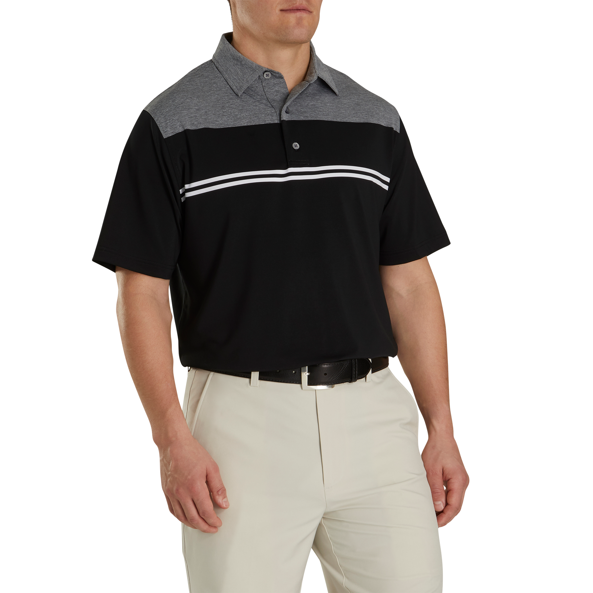 Heather Color Block Lisle Self Collar - FJ Tour Logo