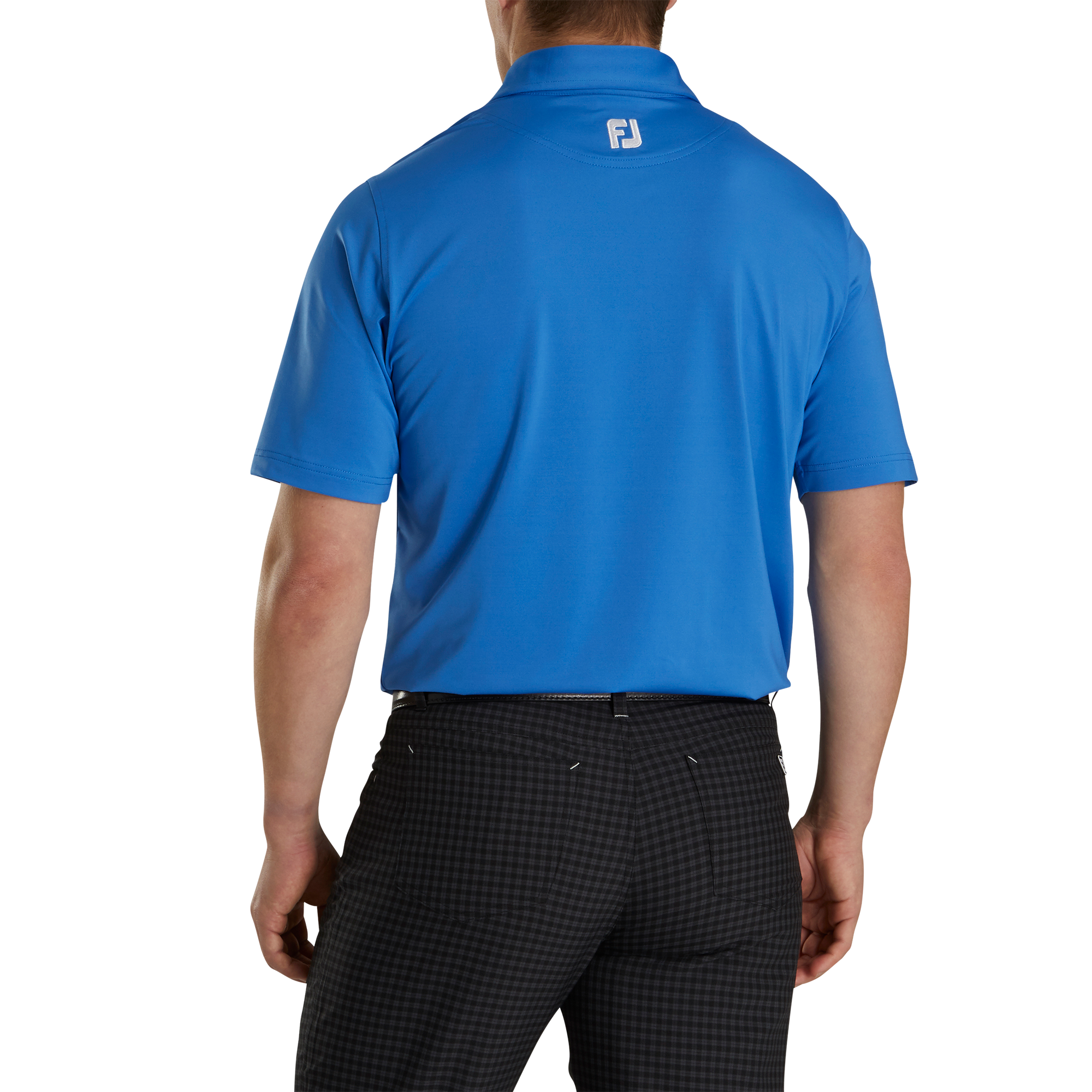 Athletic Fit Lisle Solid Gingham Trim Self Collar