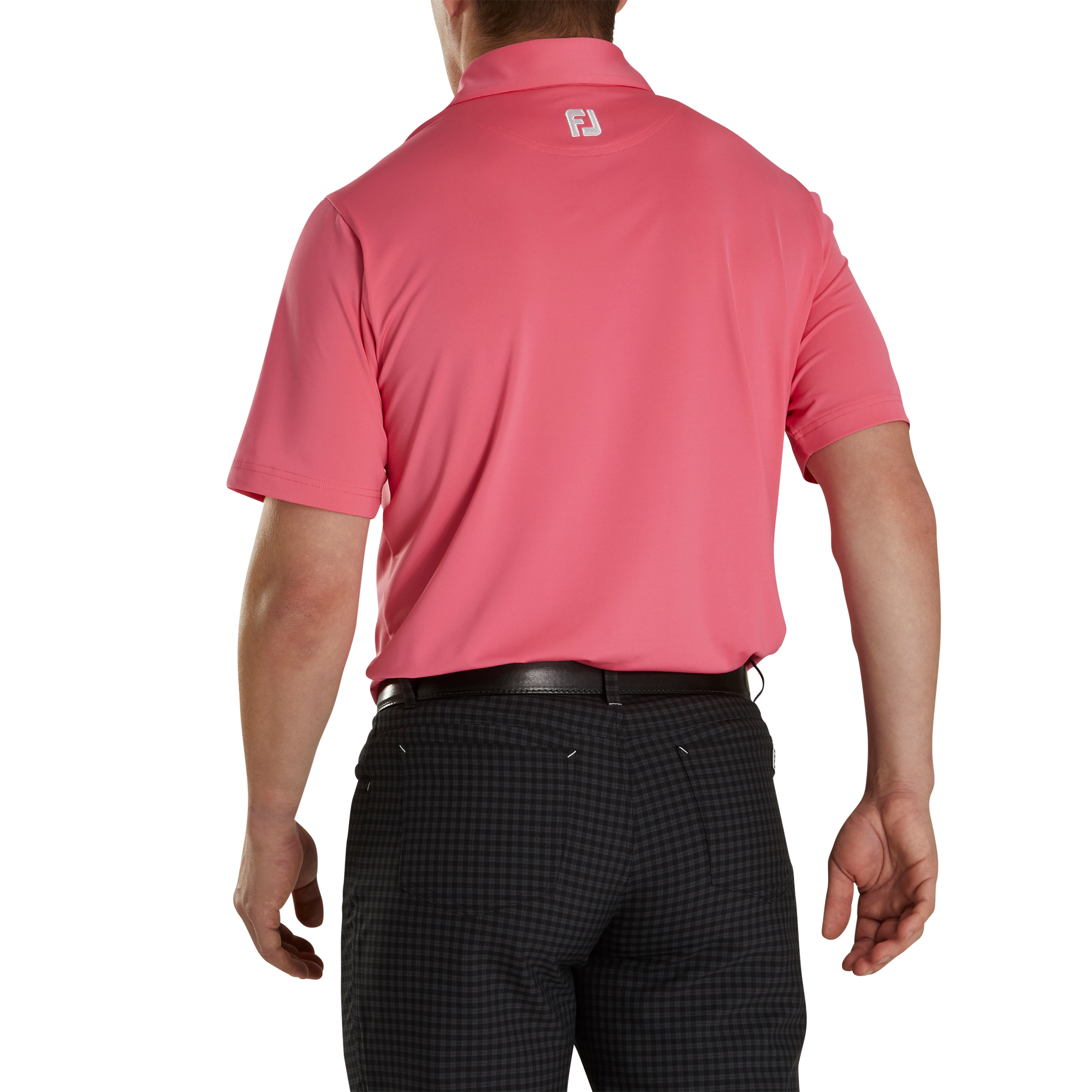 Athletic Fit Lisle Solid Gingham Trim Self Collar