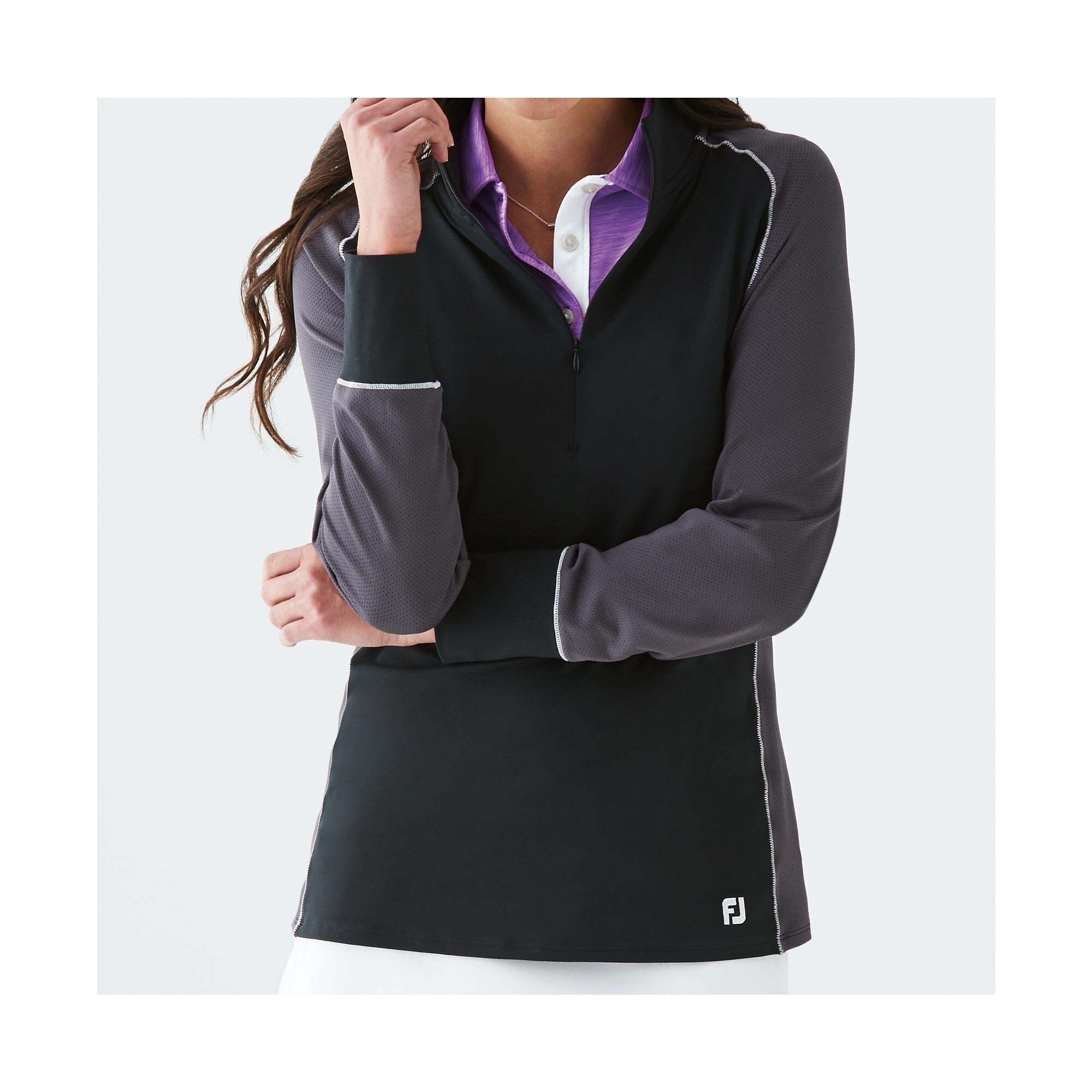 Jacquard Dot Half-Zip Women