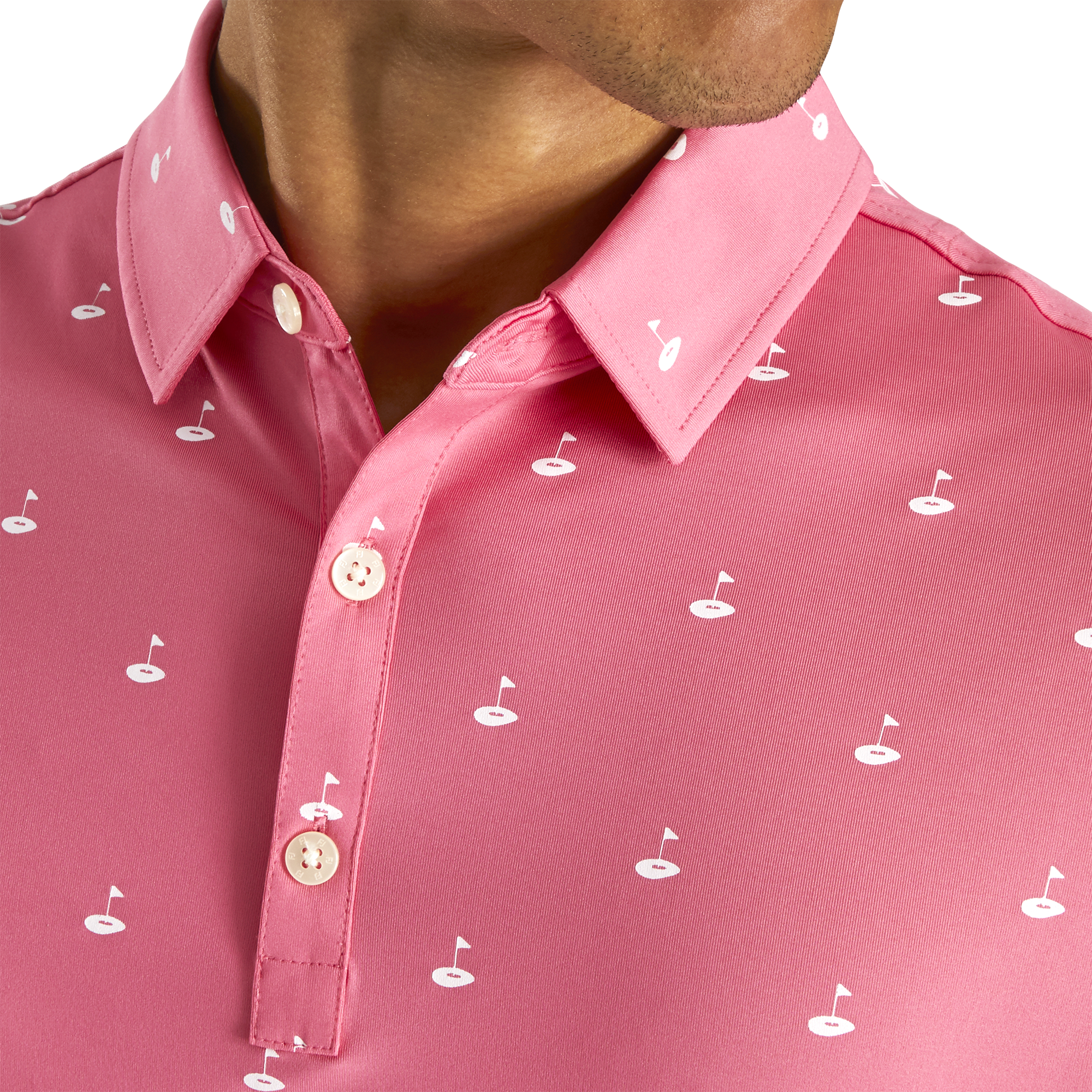 Athletic Fit Lisle Golf Print Self Collar