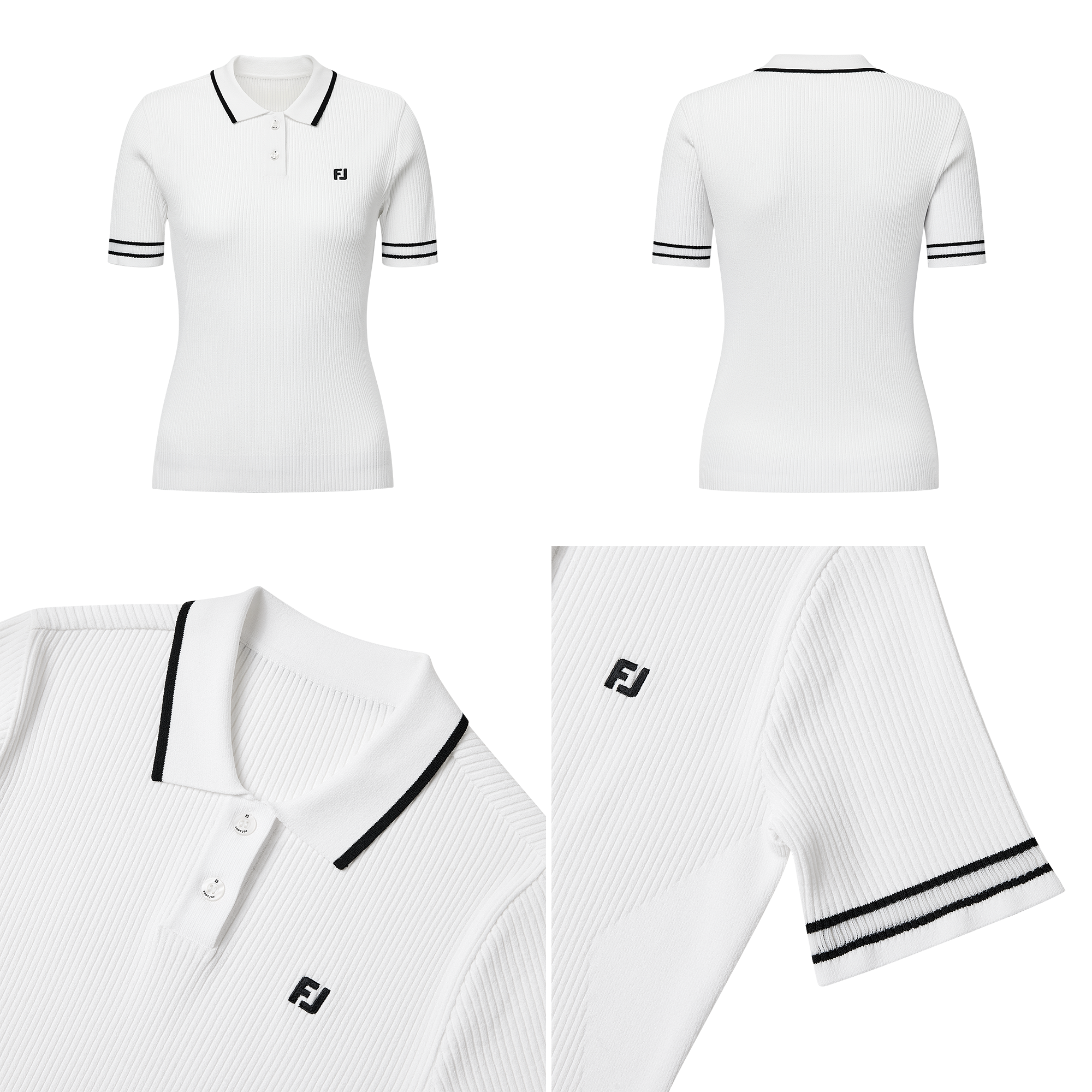 여성 슬림 니트 반팔 폴로 셔츠