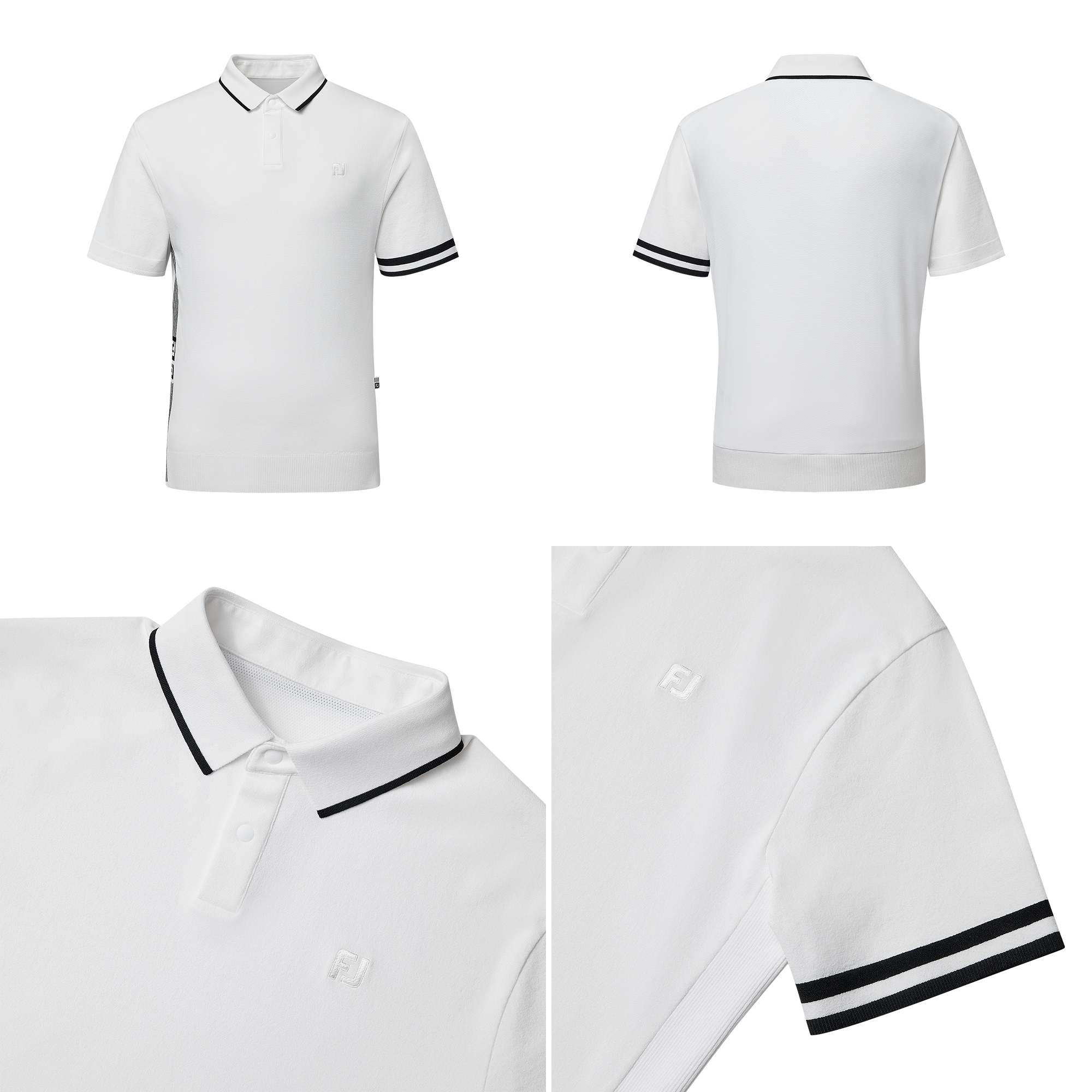 스트라이프 로고 니트 반팔 폴로 셔츠