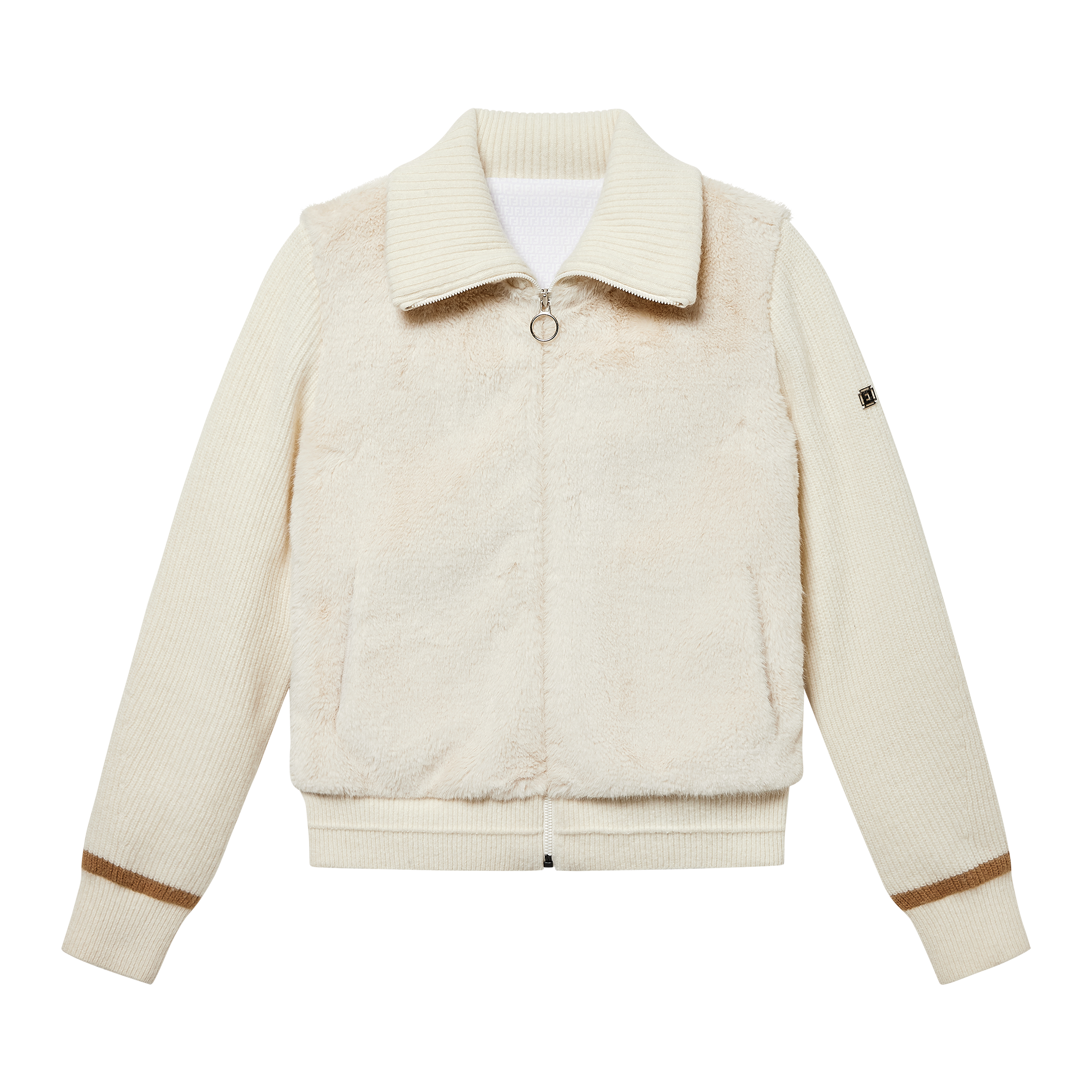 여성 퍼 하이브리드 니트 자켓