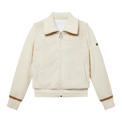 여성 퍼 하이브리드 니트 자켓